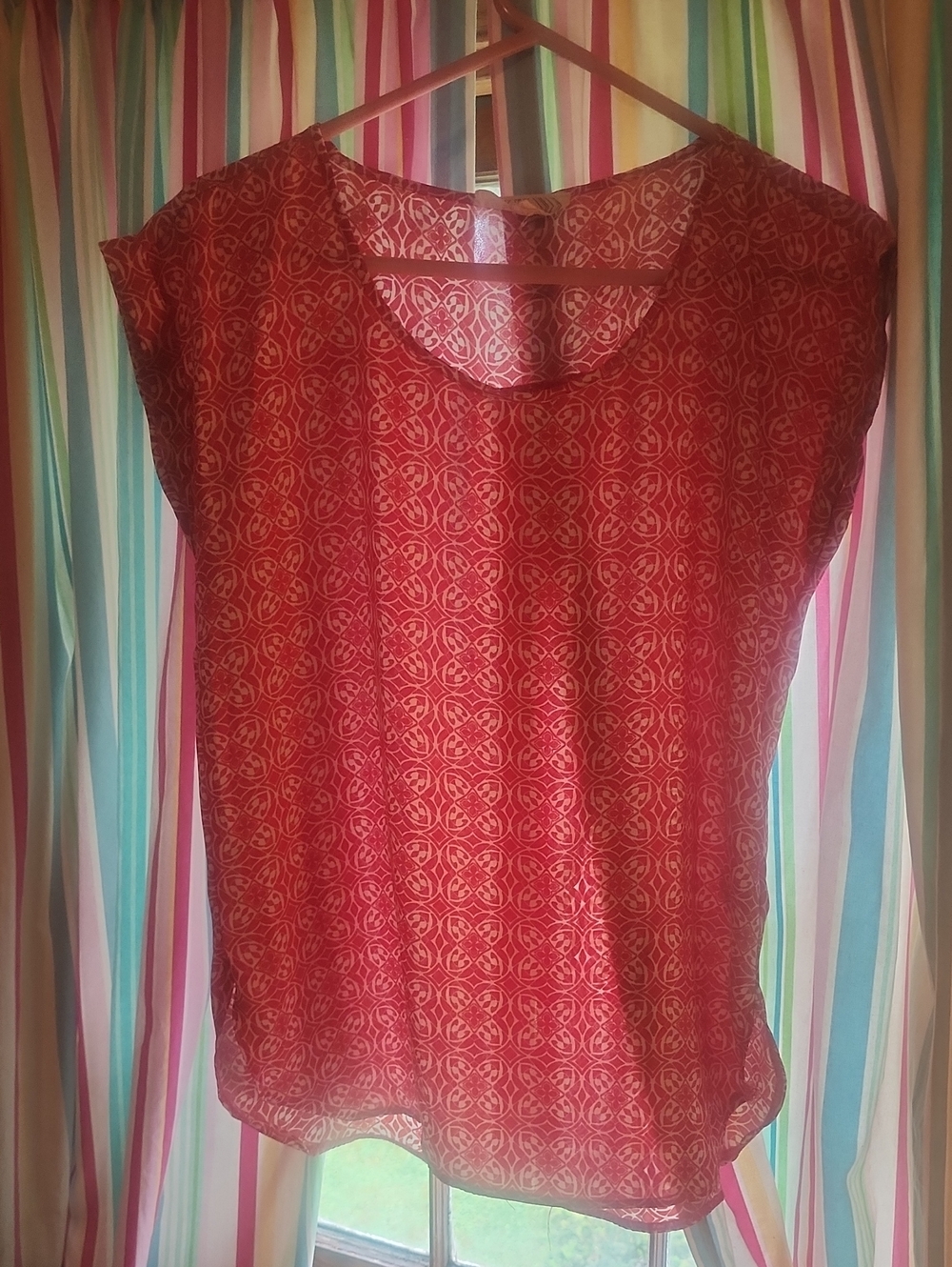 Pink Rose Red Printed Short Sleeve Blouse